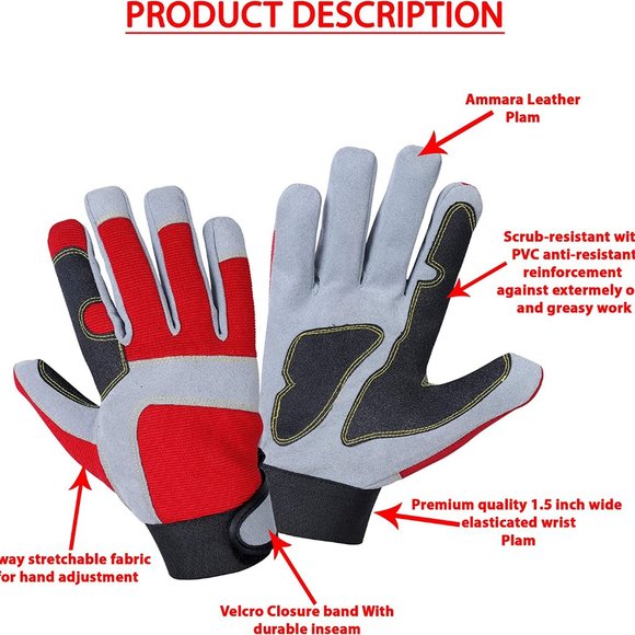 New Custom Design Flex Grip Mechanic Work Gloves, Tough,Stretchable - Picture 8 of 8